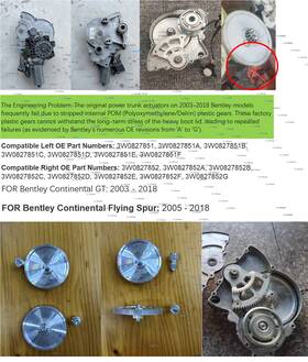 Acunova 3w0827852b Mejora Engranaje Aluminio Motor Maletero Bentley Continental Gt
