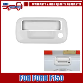 Meg2025031802 Cherocar White For 2009-14 Ford F150 Rear Door Tailgate Handle Cover Without Camera Hole Abs