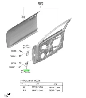 79315-1y000 Kia K4 2024-2026 Carnival 2021-2026 Hinge Assy-door Lower Rh 79315 1y000