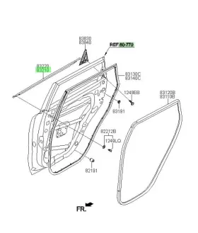 83210-b2000 Kia Soul 2013-2019 Ev 2014-2019 With Strip Assy Rr Dr Belt O/s Lh 83210 B2000