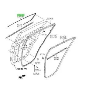 83860-d9000 Kia Sportage 2016-2022 Moulding Assy Rr Dr Frame Rh 83860 D9000