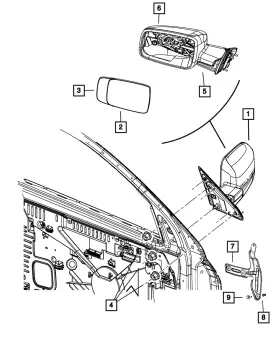 5rr551xrad Mopar Genuine Outside Rear-view Mirror Left