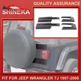 Shineka20260611501 Shineka Carbon Rear Tailgate Spire Tire Hinges Covers Trim For Jeep Tj Wrangler 2004-06 Shineka20260611501 Shineka Carbon Rear Tailgate Spire Tire Hinges Covers Trim For Jeep Tj Wrangler 2004-06