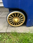3D Printed Dayton Spoke Trash Can Rims Wheel Covers Whitewall Gold Or Silver Set New. Price: $35.00.