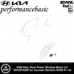 Oem Rear Door Power Window Motor Lh 83450T6000 For Hyundai Genesis GV80 21-24 New. Price: $47.70.