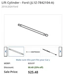Genuine Ford Lift Cylinder JL1Z-7842104-A New. Price: $20.00.